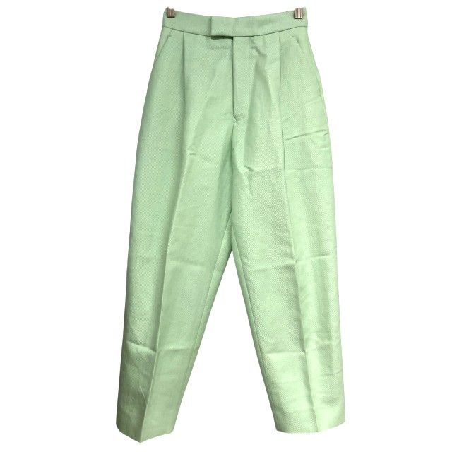 ドゥロワー Drawer 21SS タックパンツ スラックス 緑系 ライムグリーン 34 約S IBO71