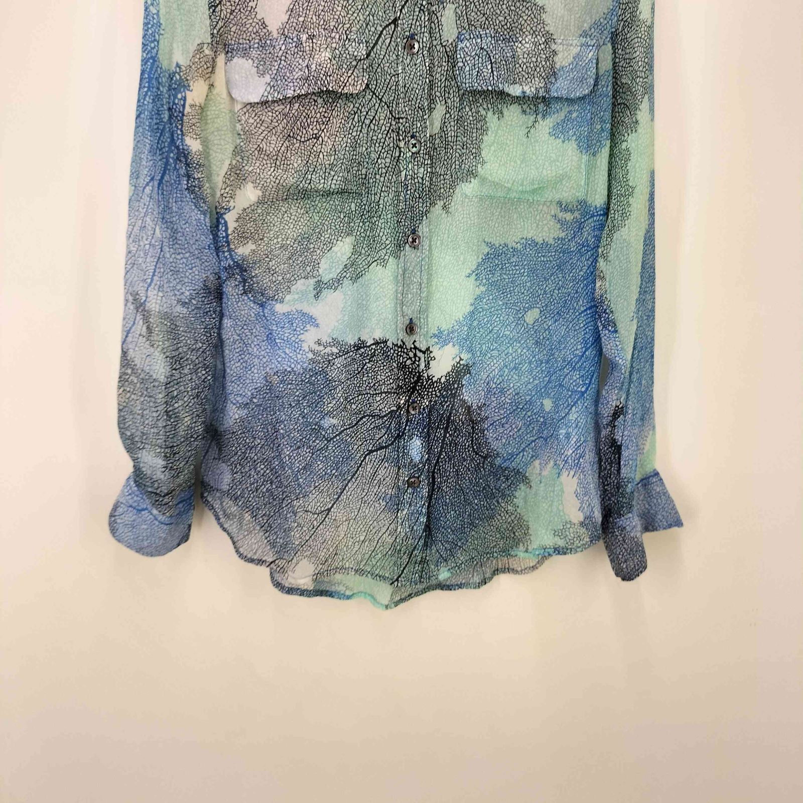 エキプモンフェム EQUIPMENT FEMME シルク 100% 総柄 シアー L/S