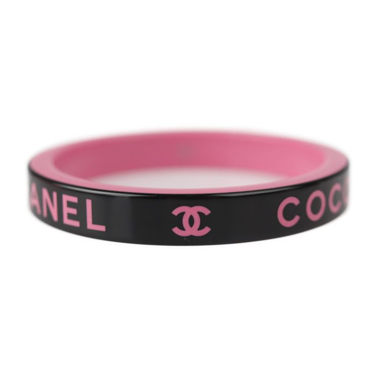 CHANEL シャネル バングル AB8421 レジン ブラック ピンク ロゴ CC