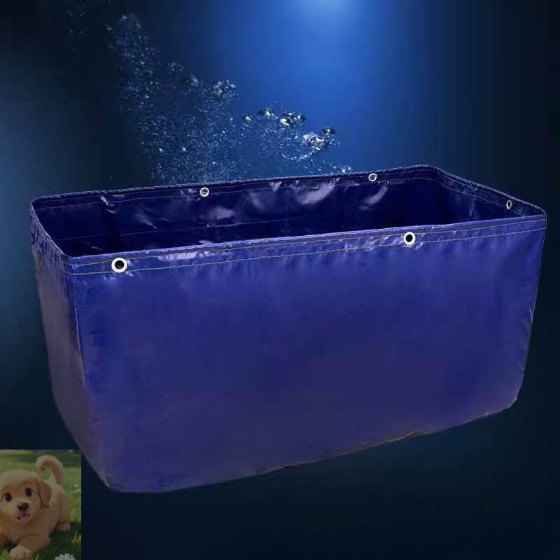 キャンバス魚の池 ポータブル水貯蔵タンク折りたたみ式 魚の池貯水池 大型水産養殖プール 鯉の繁殖用の魚のプール3x2x0.8m スタンドなし