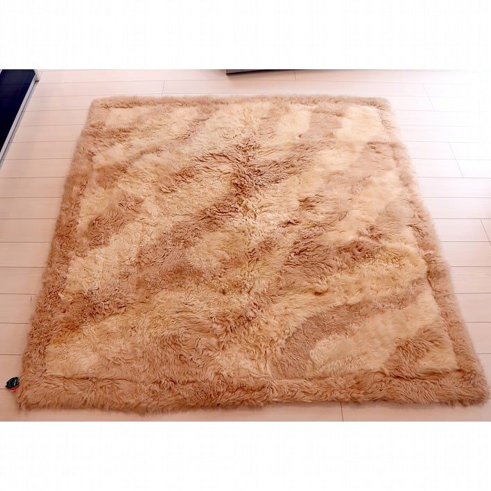 ムートンラグ羊毛ラグ 奥田毛織製 約120×50 希少品2枚セット