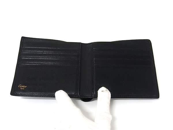 カルティエ Cartier パシャ二つ折り財布 ブラックレザー　L3000137 中古】Cartier 二つ折り財布 パシャ ドゥ カルティエ レザー ブラック