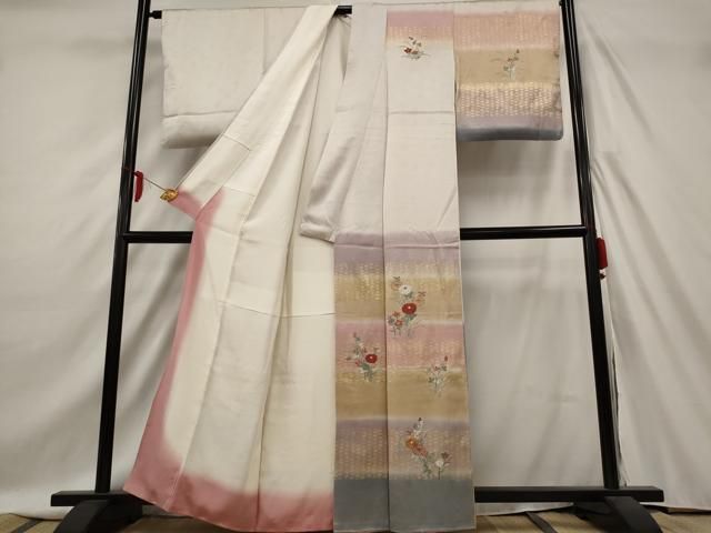 平和屋着物○訪問着 地紙貝桶花文 暈し染め 金彩