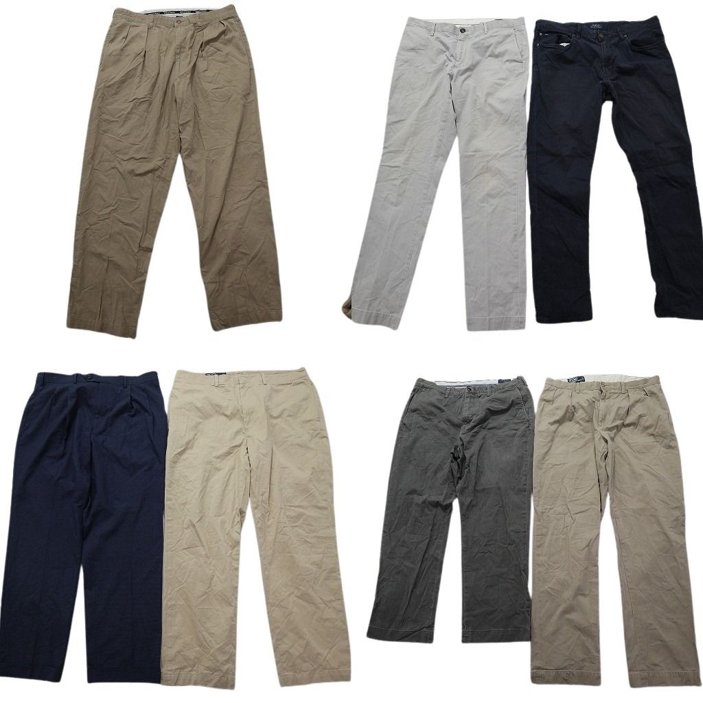 古着卸 まとめ売り ラルフローレン コットンパンツ 7枚セット (メンズ 36 ) 90s～00s チノパン 2タック 無地 中古 古着 MX7444