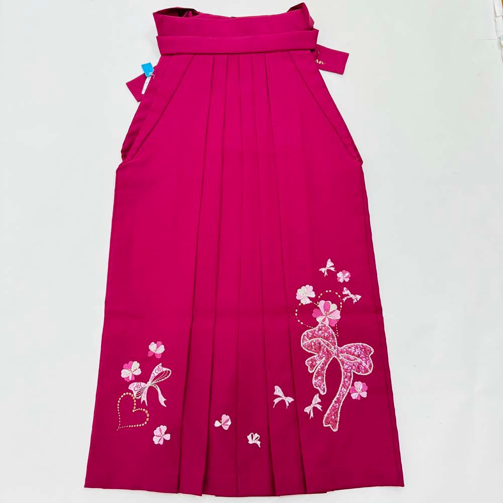 袴 L size 紐下丈95cm 行灯袴 卒業袴 女性用袴 anan 刺繍 ピンク 4723