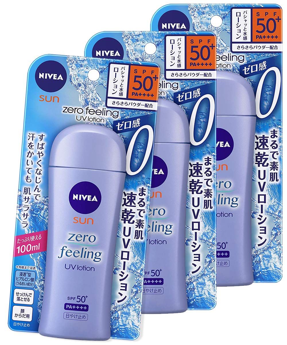 ニベアサン ゼロフィーリングUVローション 100ml 日焼け止め SPF50+/PA++++（100ml　3点） [100ミリリットル (x 3)]