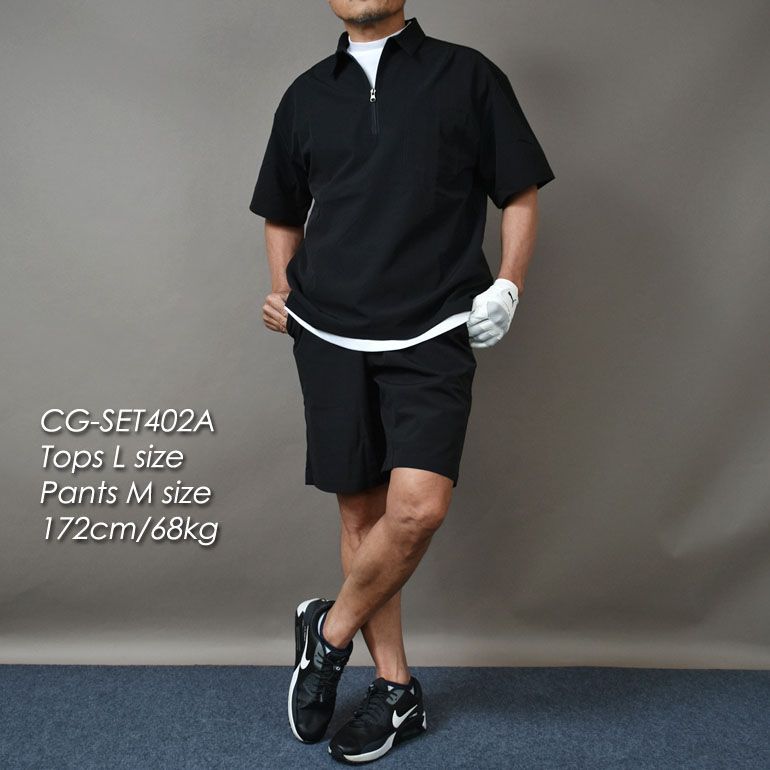 新品【COMONGOLF/コモンゴルフ】ビッグシルエット半袖ハーフZIP