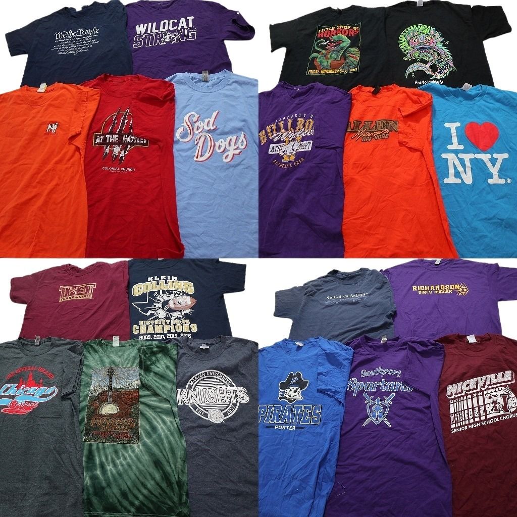 古着卸 まとめ売り カラーmix 半袖Tシャツ 20枚セット メンズ L ワンポイント タイダイ柄 チームロゴ 古着 NC3863