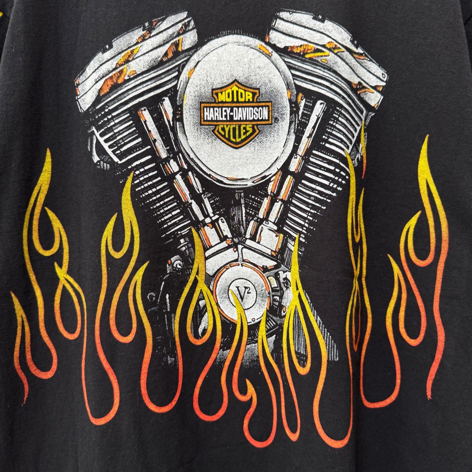 ハーレーダビッドソン Tシャツ Lサイズ ブラック 90s 00s ファイヤー