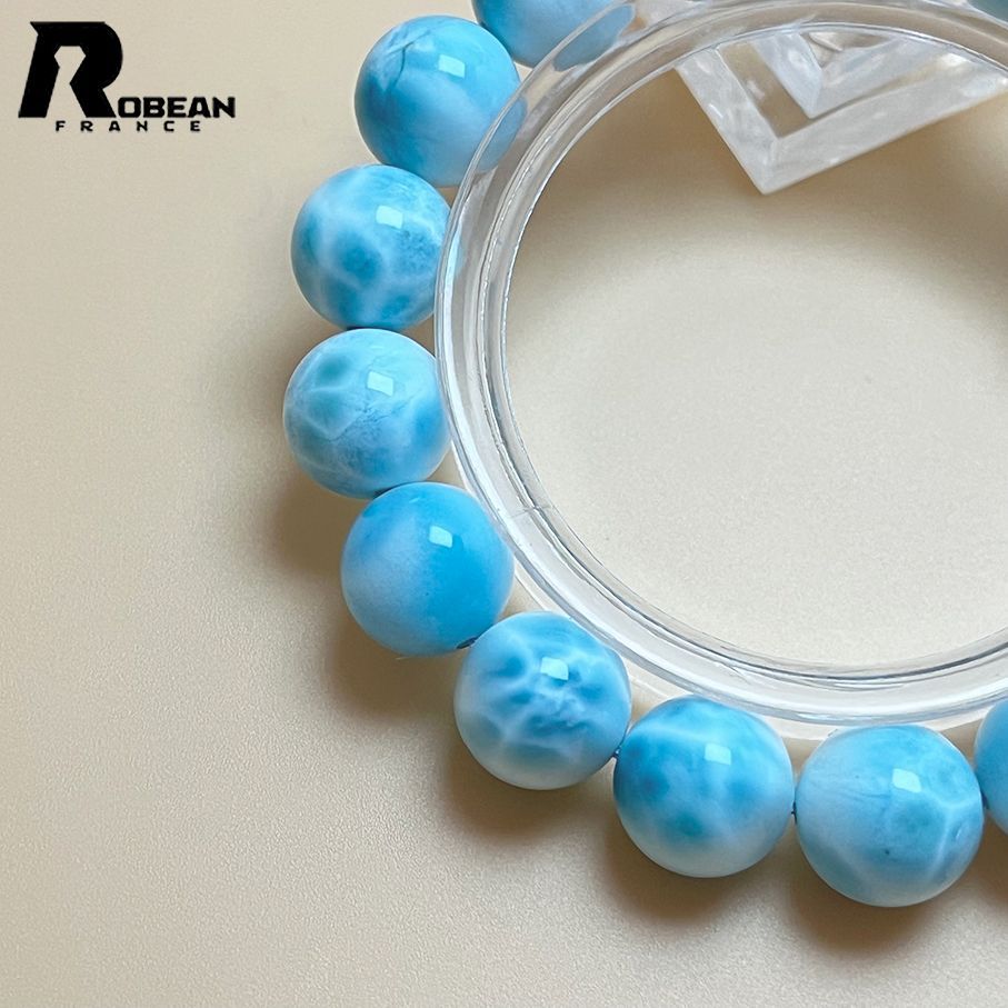 天然石 ラリマー 大きい！ 約12㎜玉 ブレスレット