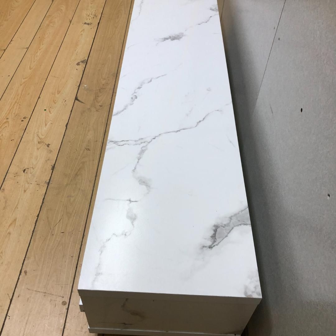 大理石調 テレビボード ローボード 幅140cm ホワイト 引き出し収納付