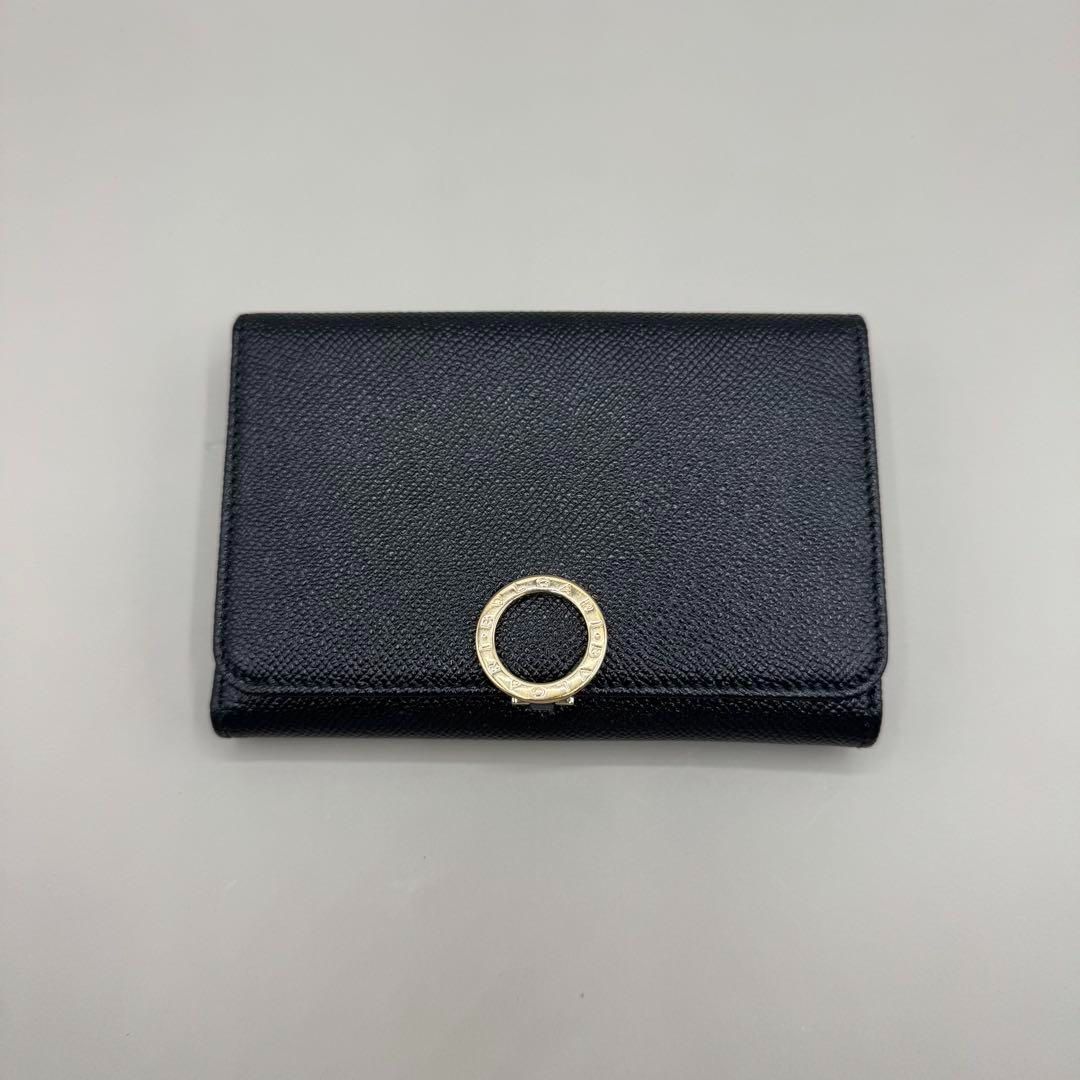 ♥級 ブルガリ 三つ折り財布 レザー 黒