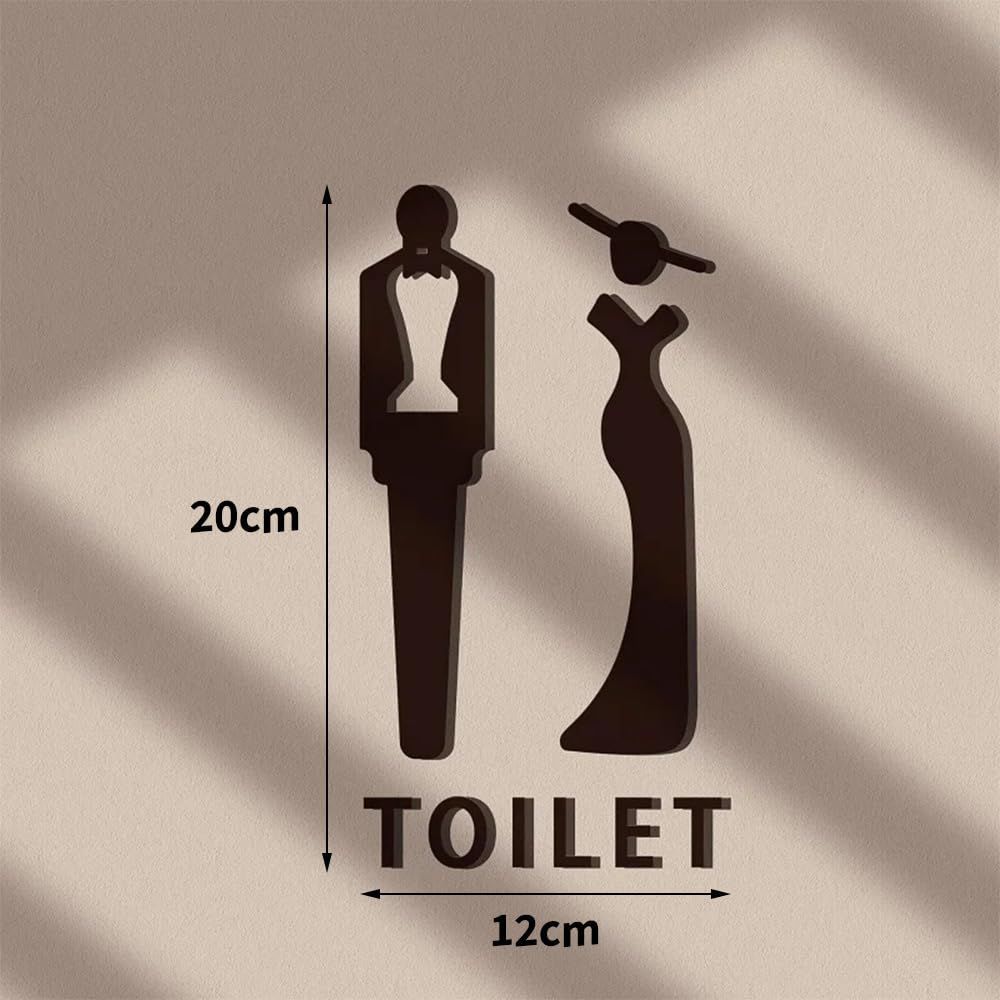 トイレ 表示 サイン案内プレート 標識 ホテル 店舗 洗面所 ステッカー WC看板 (男女セット)
