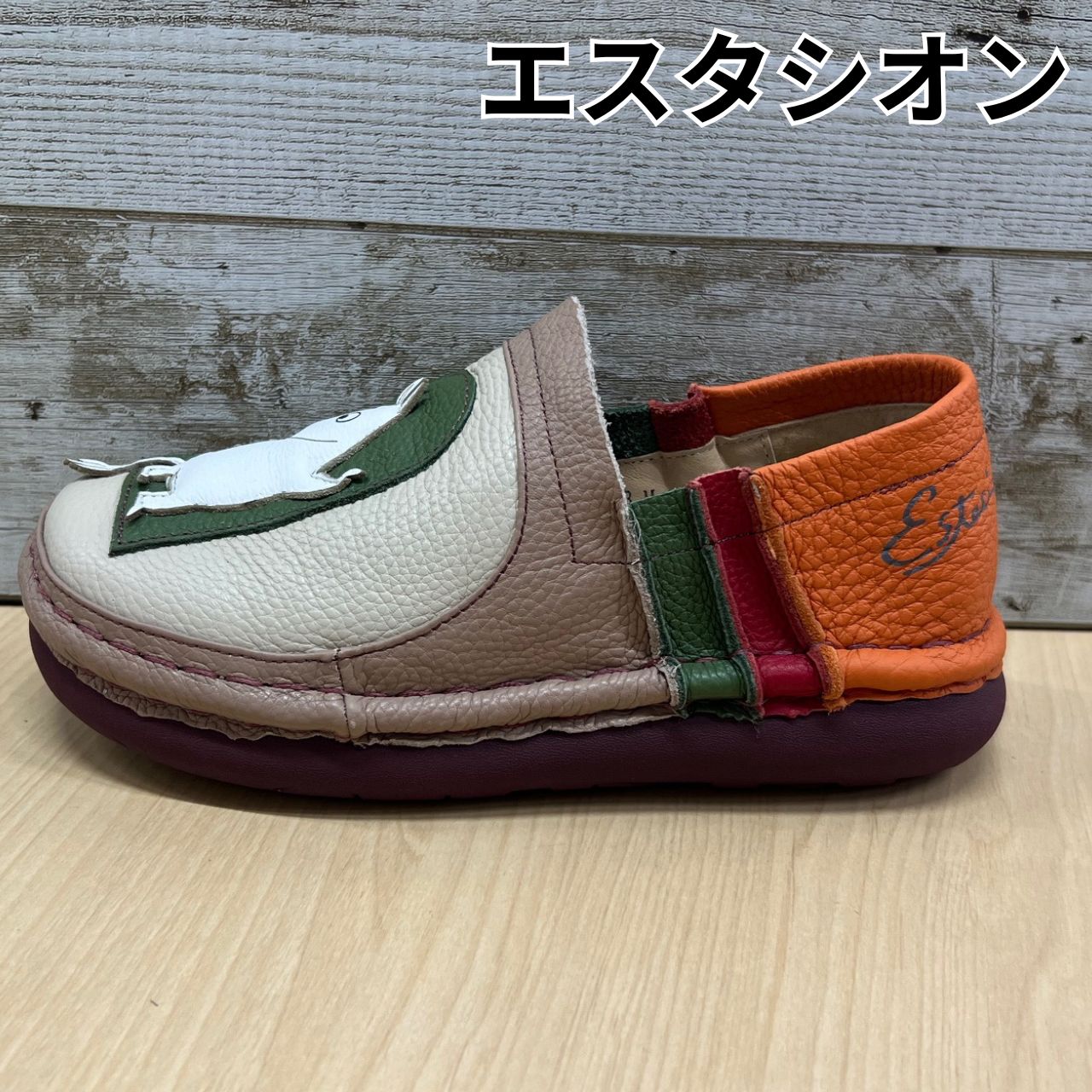  エスタシオン×ムーミン80周年記念コラボ TGE 623 本革 スリッポンシューズ MOOMIN スリッポン 靴