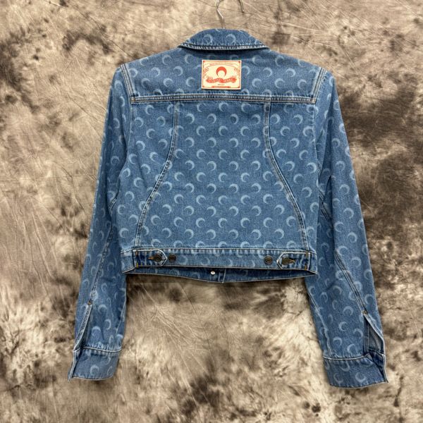 関税送料込み◆MARINE SERRE ◆デニム クロップド ジャケット 未使用】Marine serre/マリーンセル MOON LASER DENIM CROPPED