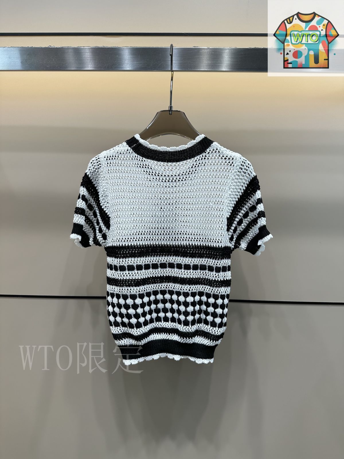CHANEL ストライプ 半袖ニット 34 新品 今日特価】Chanel シャネル ストライプカラーブロックニット短袖