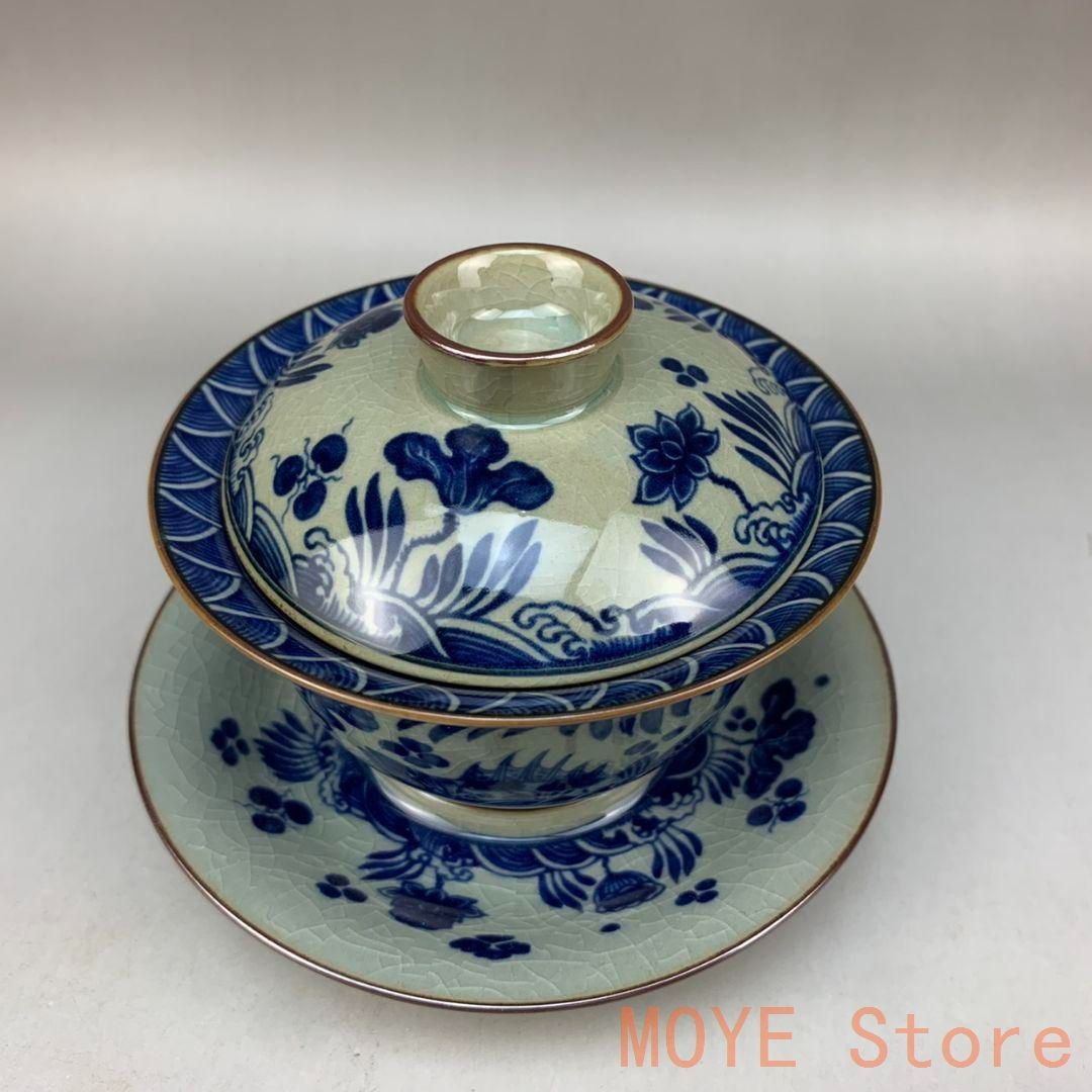 清光緒鯖牡丹蓋缶 景徳鎮 陶磁器 装飾品 現代工芸品 美術品 置物 中国茶器 景徳鎮 陶磁器 鯖藻紋開片三才蓋碗 茶道具 工芸品 置物