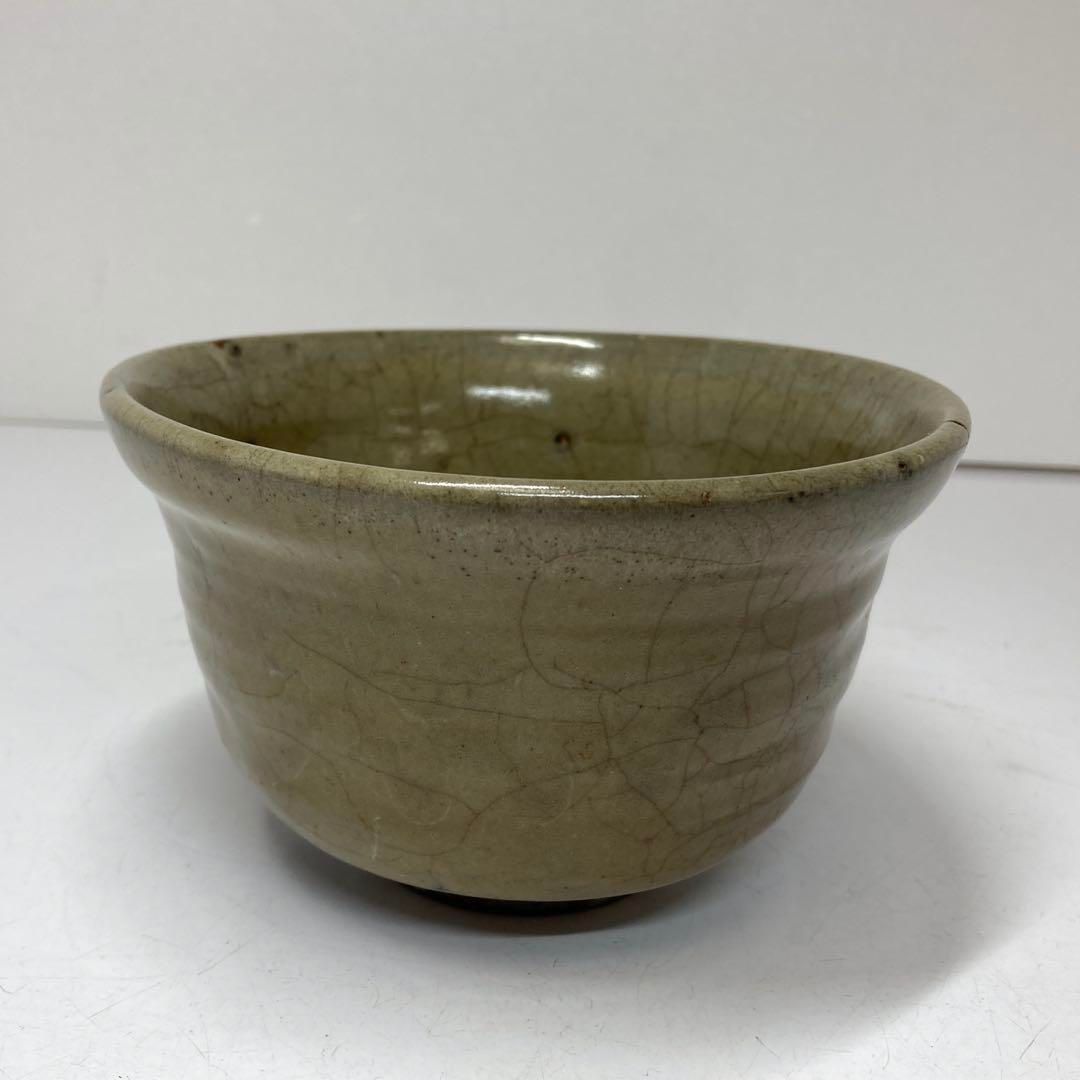 古代 人気 李朝 青磁 茶碗 木箱付 幅約15.3㎝ 東さ5-1204①