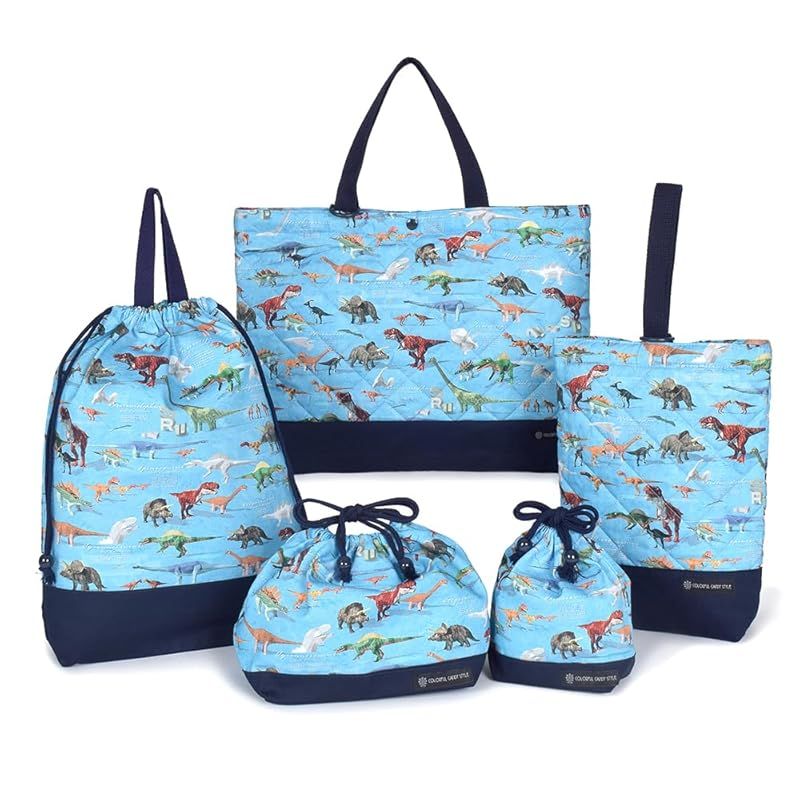 入園入学準備セット（恐竜）男の子、レッスンバッグ体操服袋上履き入れ、ハンドメイド 恐竜柄 入園入学バッグ5点セット ハンドメイド ハンドメイド 恐竜柄