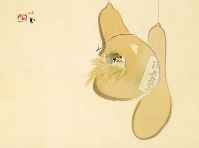 種類2：f6 額絵 竹内栖鳳 すずめのお宿 f8・f6・f4サイズ 日本の名画