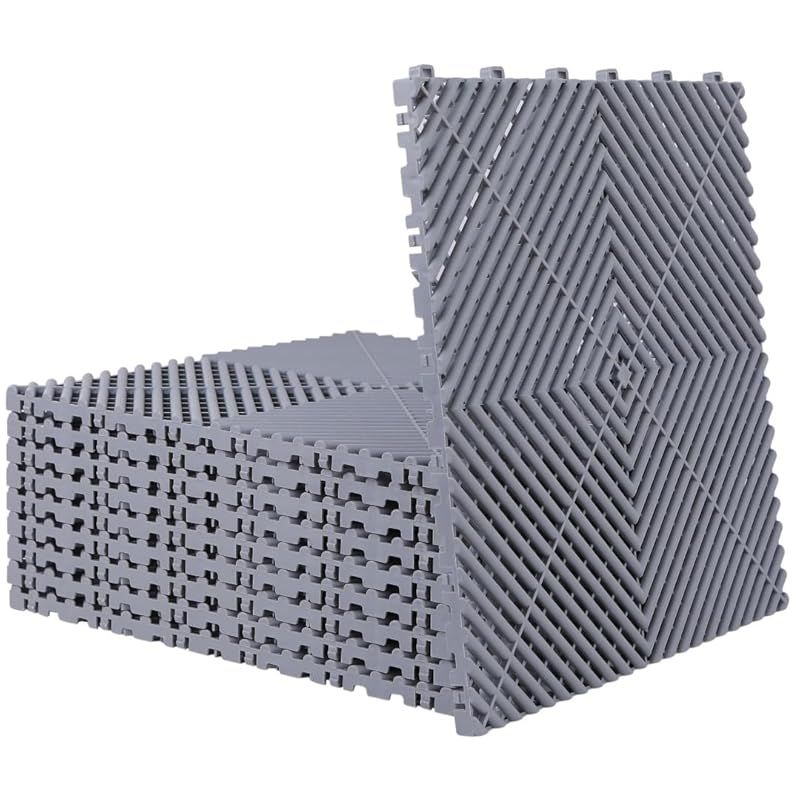 ISL ガレージタイル ラウンドタイプ グレー 10枚セット 40×40×1.8cm 業務用 高耐荷重モデル 0