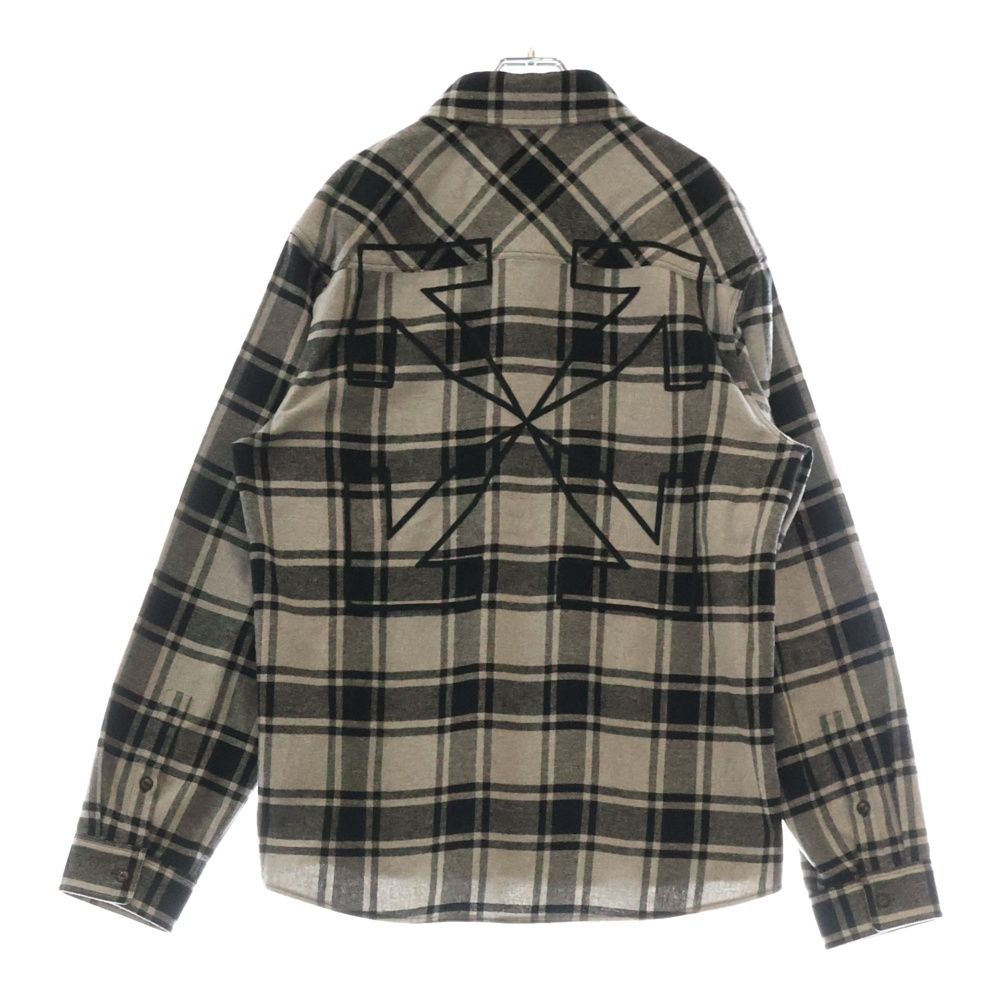 OFF-WHITE オフホワイト 23AW Checked Long-Sleeved Shirt OMGA133S23FAB001 チェック柄 ロゴ刺繍 ロングスリーブボタンアップ長袖シャツ グレー