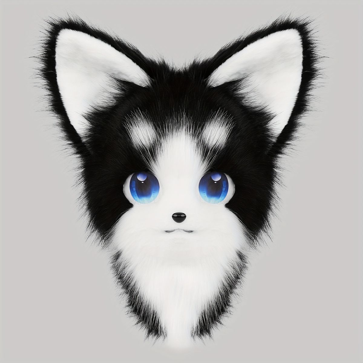 ハロウィン コスプレに ぬいぐるみ風 猫キツネ マスク フルフェイス リアル動物コスチューム ソフトフェイクファー 猫耳＆しっぽ付き パーティー仮装 小物 ブラックホワイト