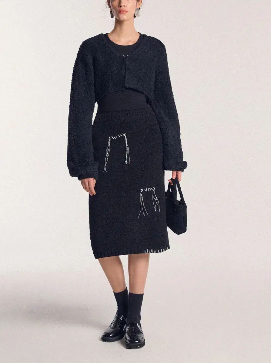 サラダバスケット Metal Patchwork Midi Skirt ー bla