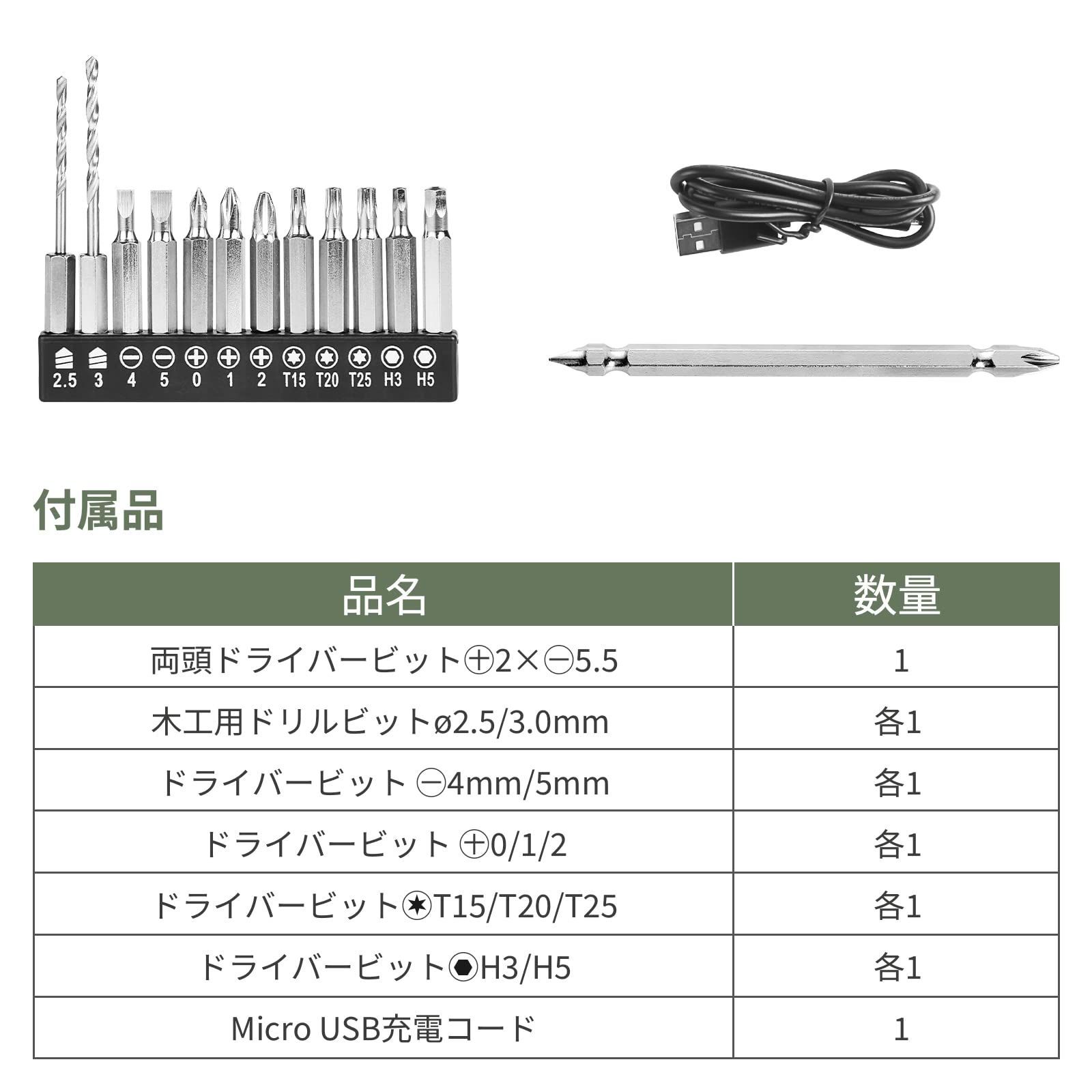 メルカリShops - 初心者対応 ビット13本付き 高輝度LEDライト 家庭用 正逆回転 手動/電動