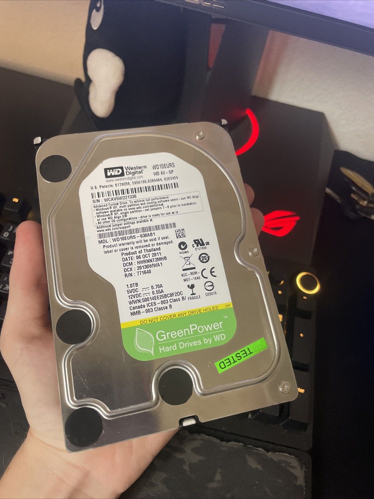WD10EURX - 63C57Y0 Western Digital グリーンパワー SATA 3.5 1TB ハードドライブ HDD