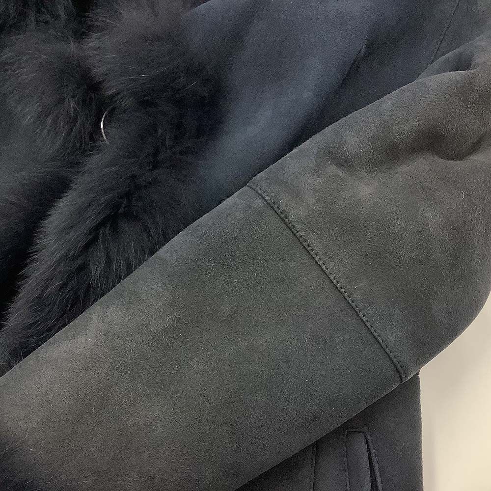 ムートンジャケット ブルーフォックスファー