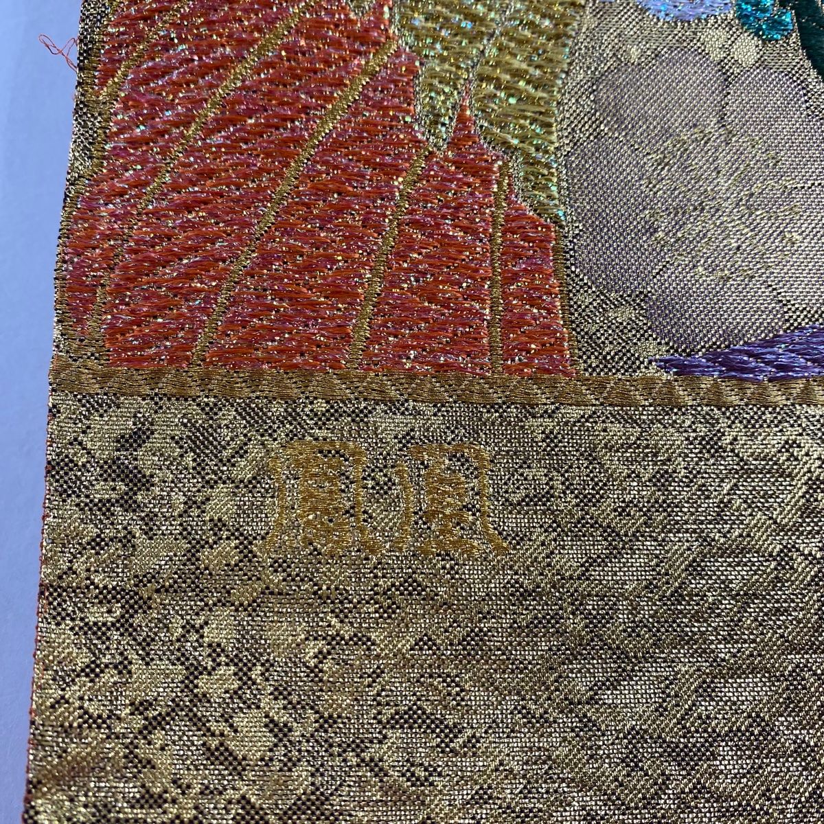 袋帯 美品 秀品 証紙 振袖向き 鳳凰 桜 箔 金銀糸 金色 全通