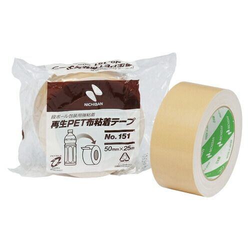 （まとめ） 布テープ ニチバン 再生ＰＥＴ布粘着テープ 151-50 4987167044619 ●寸法：幅５０ｍｍ×長２５ｍ 1個【×30セット】