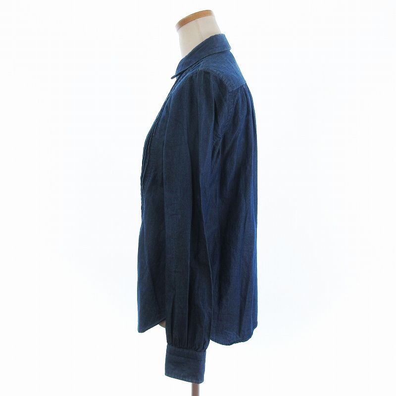 DRAWER◆ドゥロワー/長袖シャツ/36/コットン/ブルー/無地 Drawer（ドゥロワー）の「Drawer コットンノーカラーシャツ
