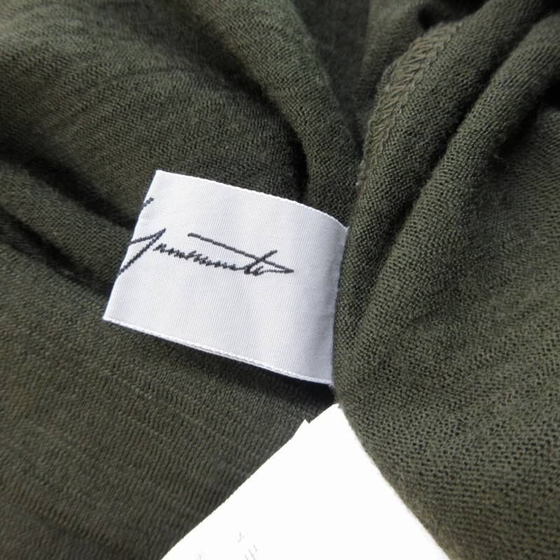 ヨウジヤマモト YOHJI YAMAMOTO ウール カットソー 長袖 背面ジップ モスグリーン 緑系 3 約Mサイズ IBO73 ヨウジヤマモト YOHJI YAMAMOTO ウール カットソー 長袖 背面