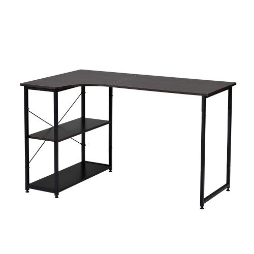 パソコンデスク L字 120cm 2段ラック付 ミシン台 書斎机 L字 120cm 2段
