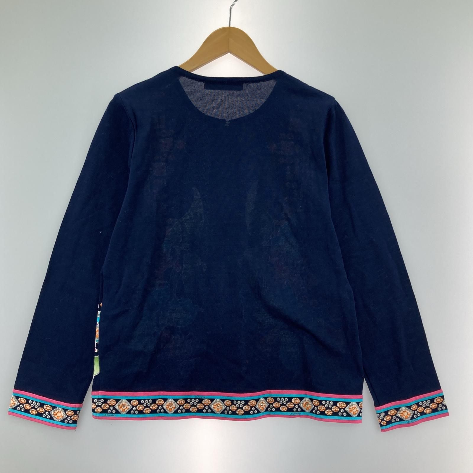 LEONARD レオナール ラインストーン ジップカーディガン sizeLL