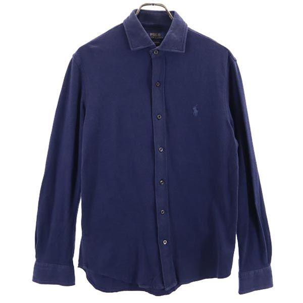 POLO RALPH LAUREN ポロラルフローレン 長袖 シャツ M ネイビー メンズ 古着
