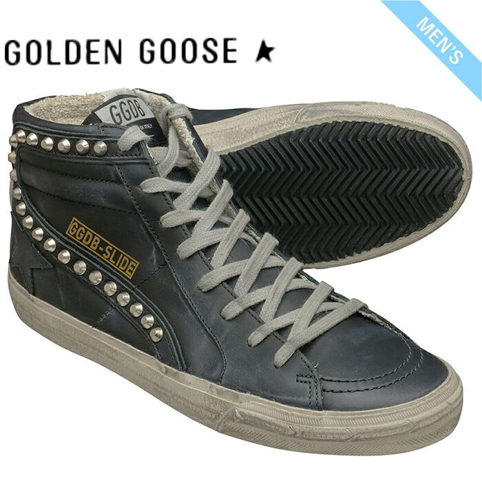 Golden Goose GOOSE Slide Black Slide Mens Sneaker with Metal Studs gmf00115-f000323-90100 EU42