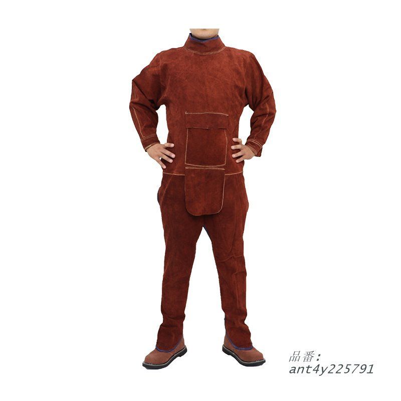 溶接エプロン 牛革 作業エプロン 大判 溶接用エプロン ツールポケット 作業服 防護服 ハイネック 耐熱 耐摩耗 防炎 電気溶接 ant4y225791