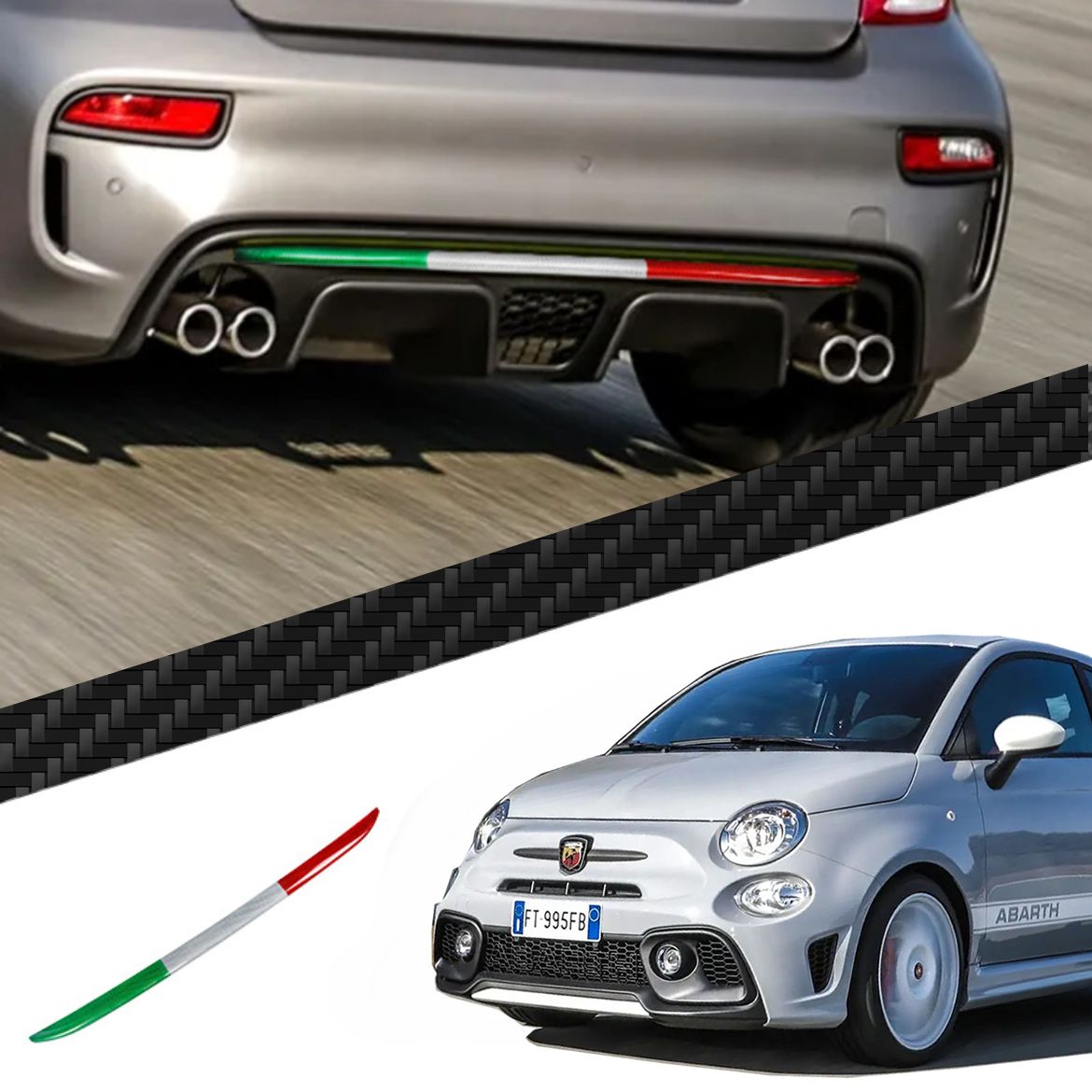 アバルト 595 595C 695 リアバンパー カーボンガーニッシュ - メルカリ