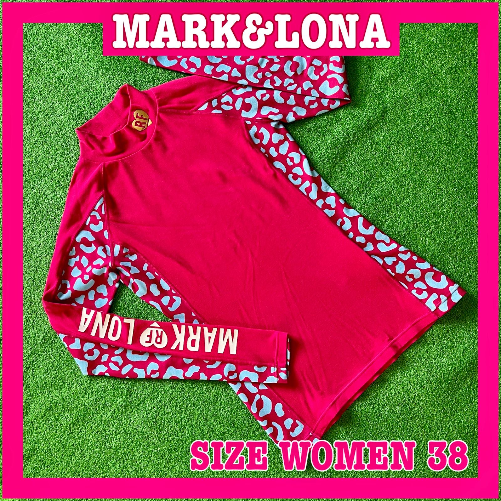✨美品✨マークアンドロナ ゴルフ ロゴ刺繍ハイネック長袖カットソーML MARK&LONA マークアンドロナ RF Leopard 長袖 ハイネック