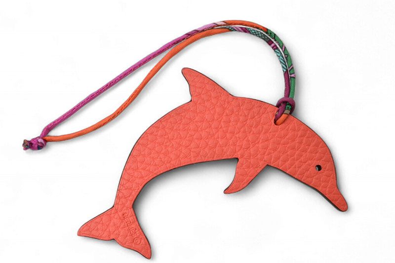 エルメス バッグチャーム ストラップ HERMES ドルフィンモチーフ プティアッシュ オーナメント ボルドー系
