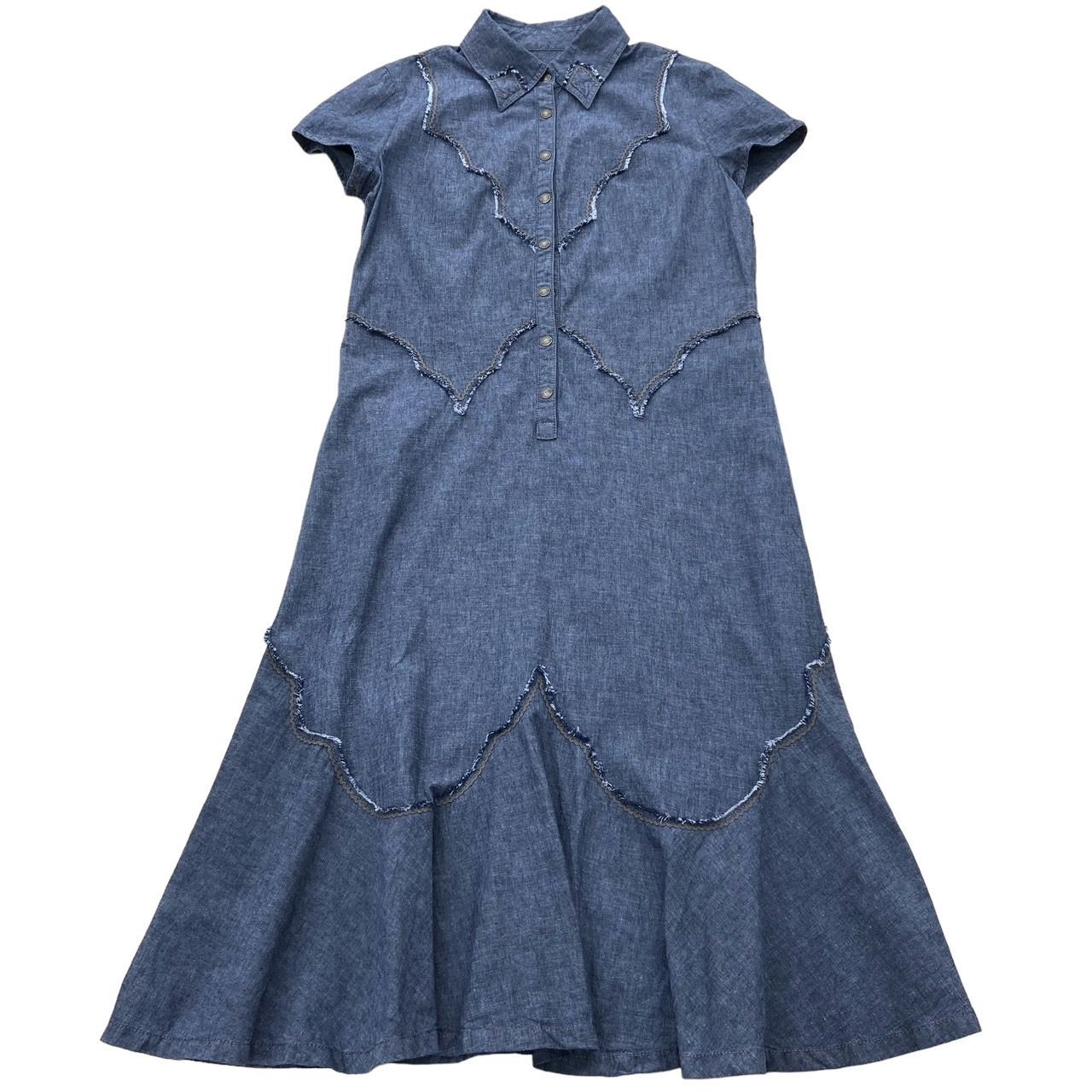 Leilian レリアン レディース 半袖 ロングワンピース デニム柄