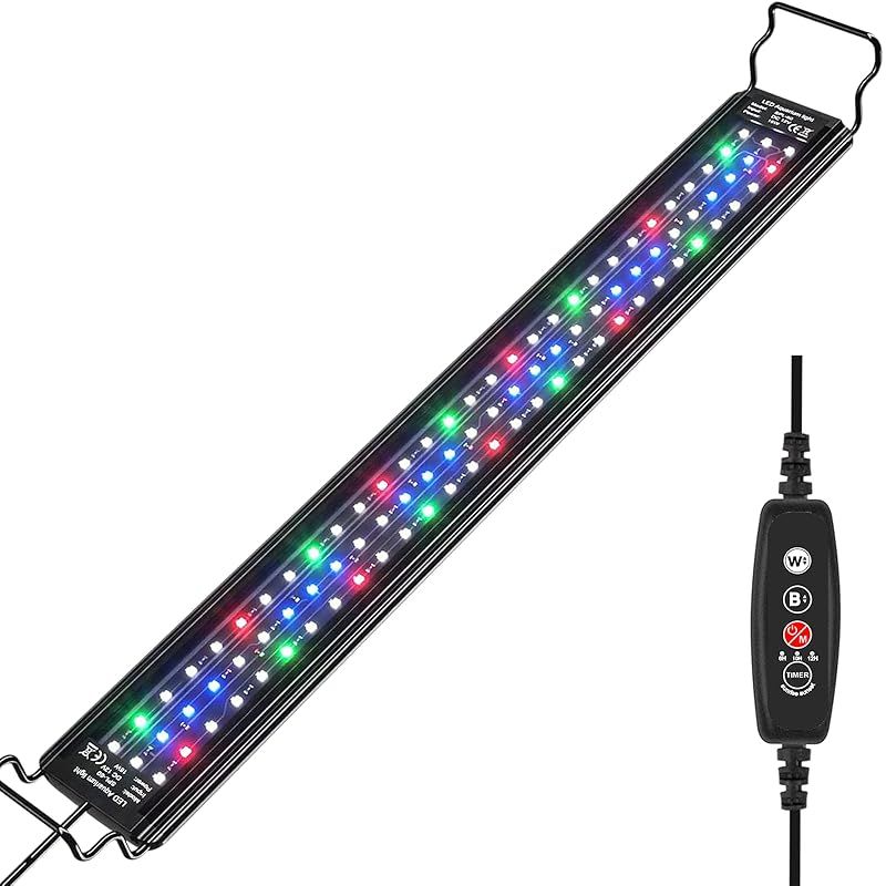 DEWEL 水槽 ライト 水槽 ledライト アクアリウム LEDライト 水槽照明 熱帯魚ライト タイマー 6H/10H/12H/24H 防水 3つの照明モード 10段階明るさ調整 観賞魚飼育 水草育成 スライド式 水槽対応 省エネ