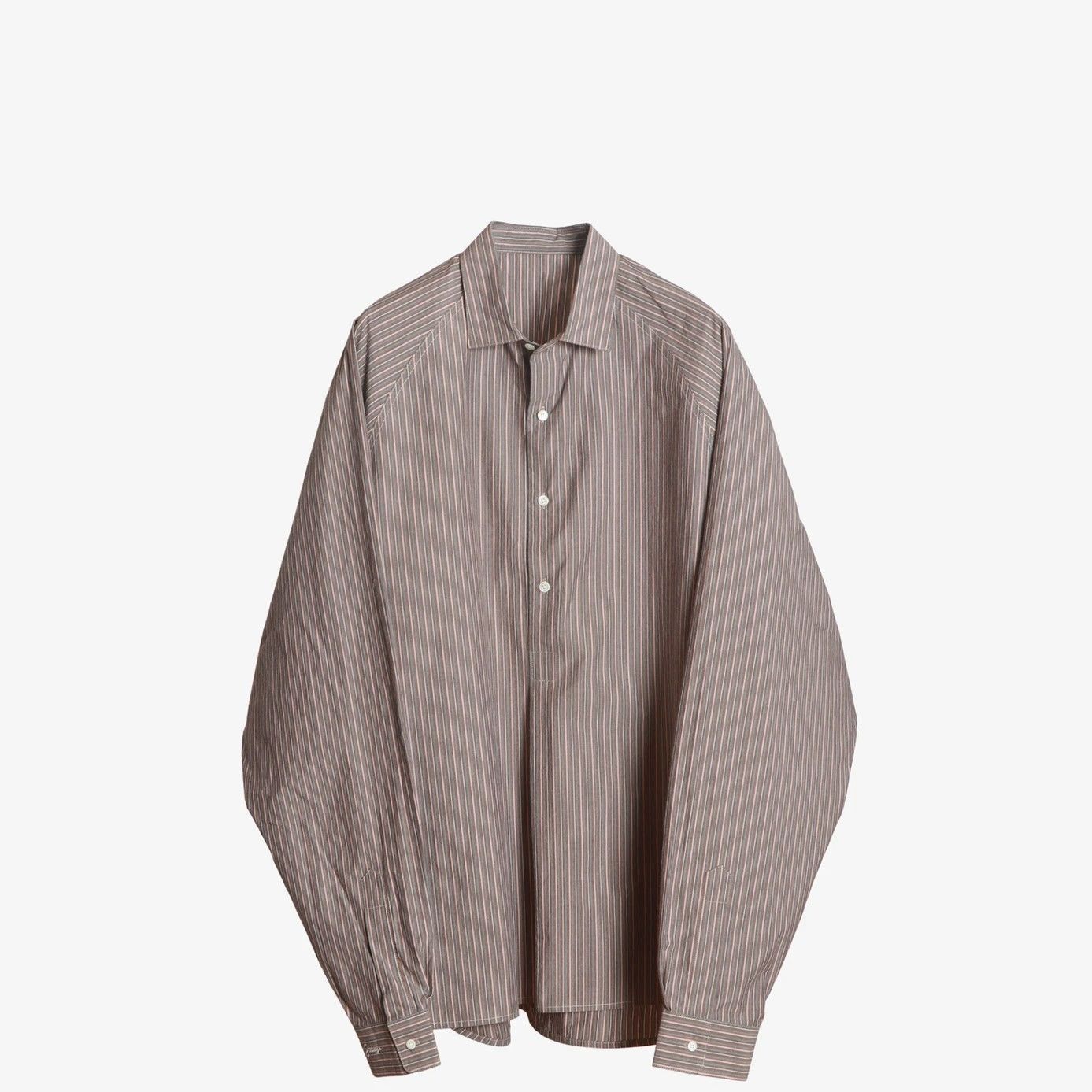 Sillage / popover shirt stripe brown - メルカリ