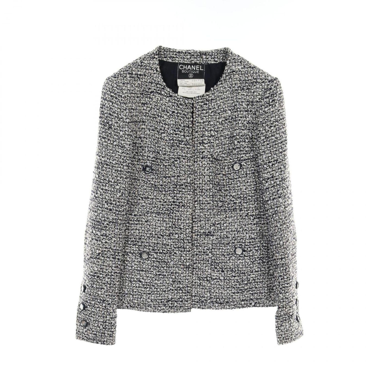 CHANEL シャネル ココマーク ミラーボタン ツイード ノーカラー  