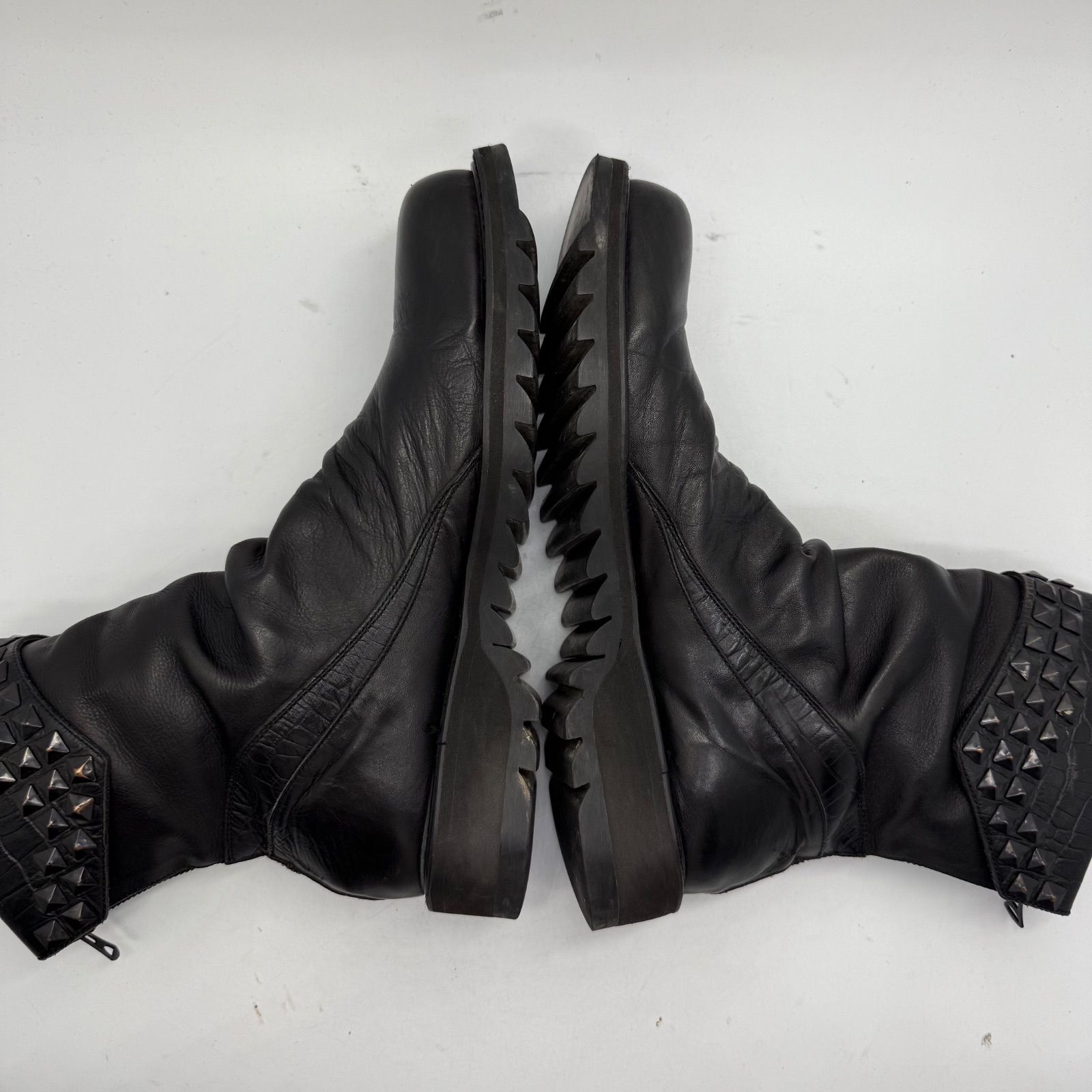y 2 k archive style Riot studs design leather boots CV 16-J 05-1 42 シヴァーライズ バックジップブーツ スタッズ シャークソール 平成 お兄系