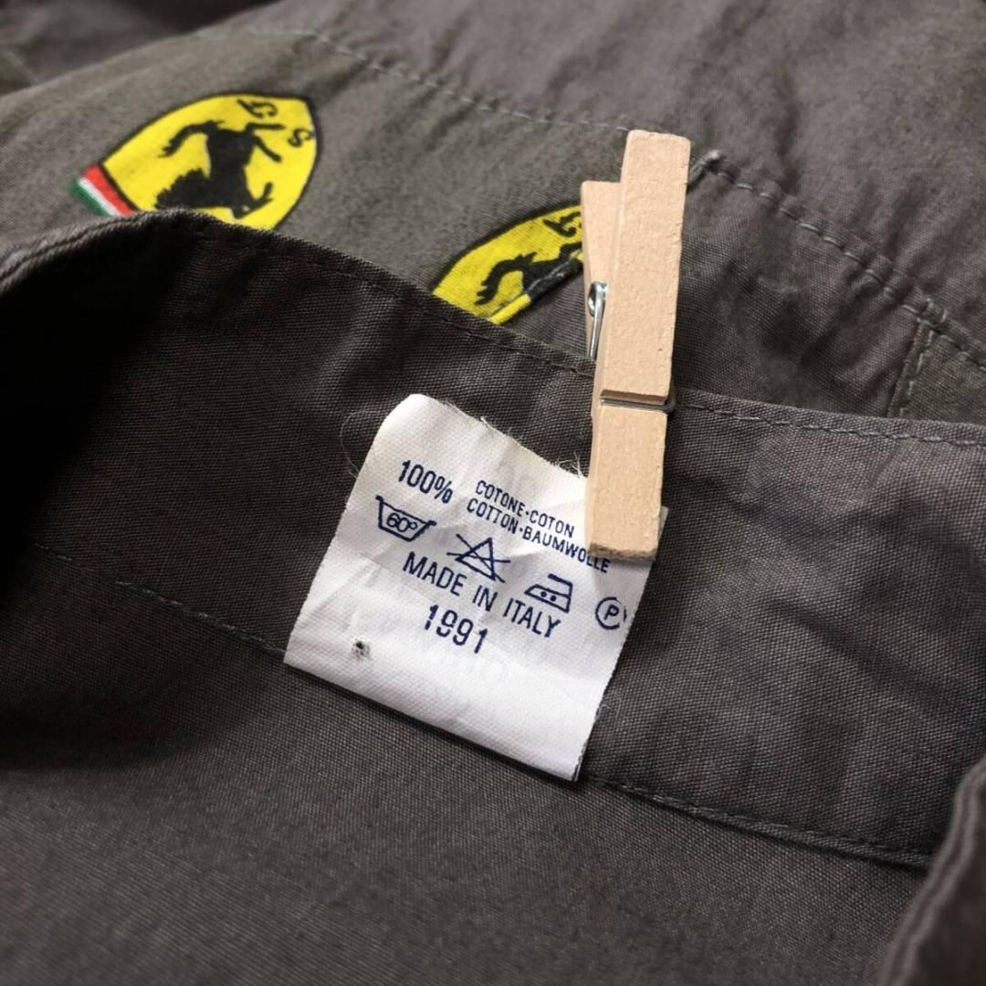 高級 GQ1732 MARIO DE CECCO フェラーリロゴデザイン メカニックジャンプスーツ 50 グレー イタリア製 最高峰