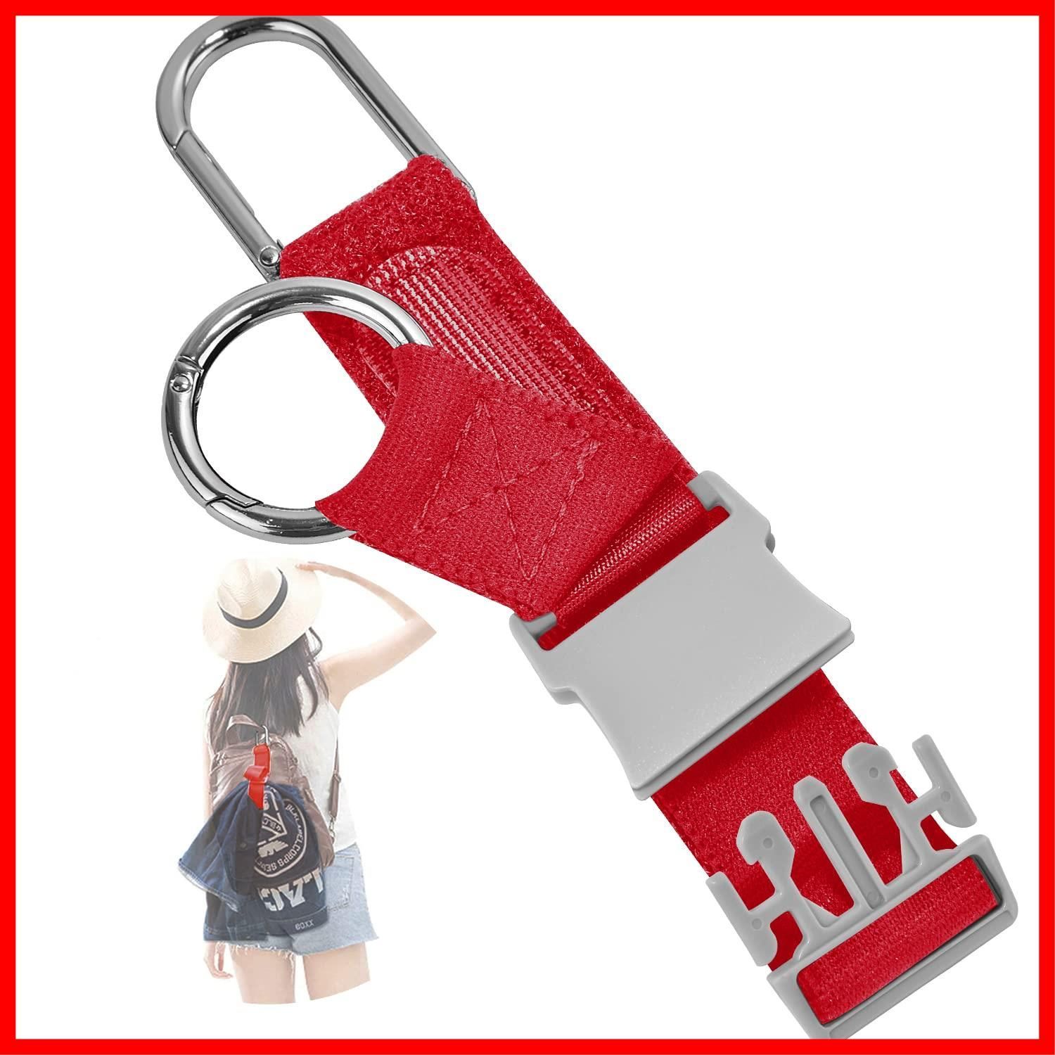【特価商品】2 つのリング フックとバックルが付いた伸縮性のあるトラベル ストラップ、ジャケット ホルダー スーツケース ストラップ ベルト トラベル アクセサリー赤